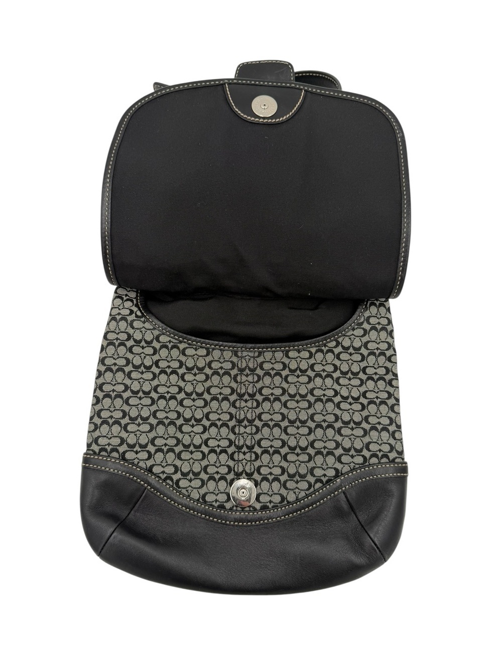 Vintage Y2K Coach Soho Signature Flap Bag Style 7072 Black Gray Jacquard - Picture 3 of 10
